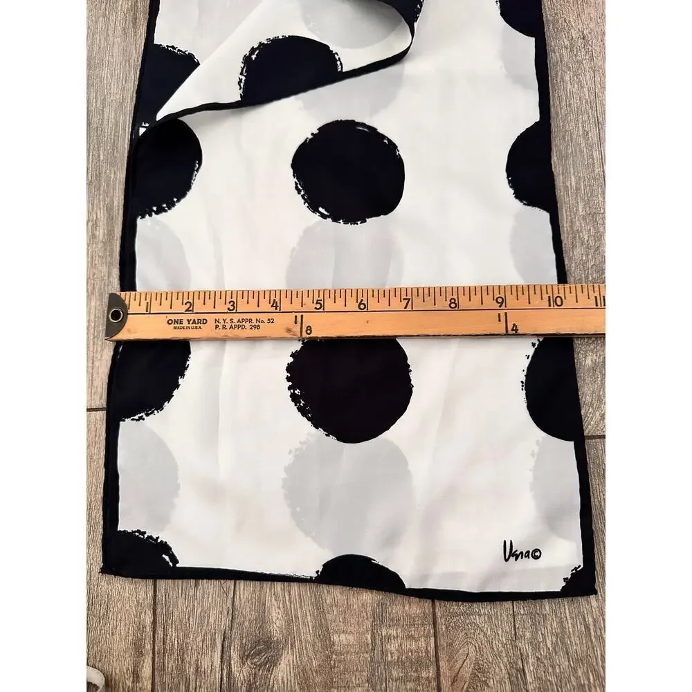 Vera Neuman Women's Black White Polka Dots Rectangle Scarf